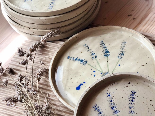 lavender print ceramics
