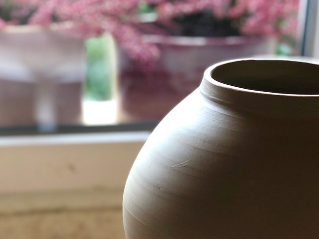clay vase in process