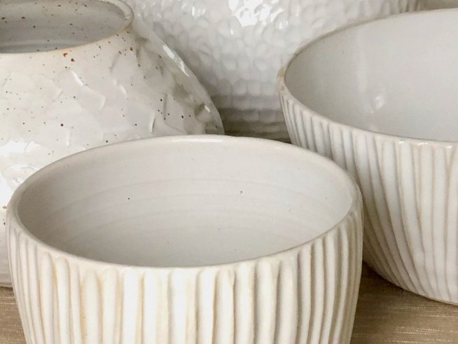 white carved ceramics