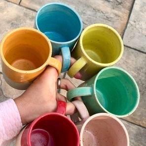 colorful cups to the world