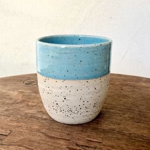 aqua blue cup - speckled love