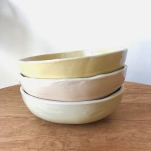 handmade pastel flat bowls 