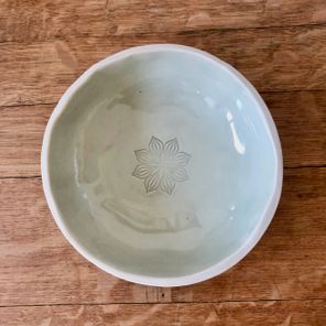 soft pastel green flat bowl