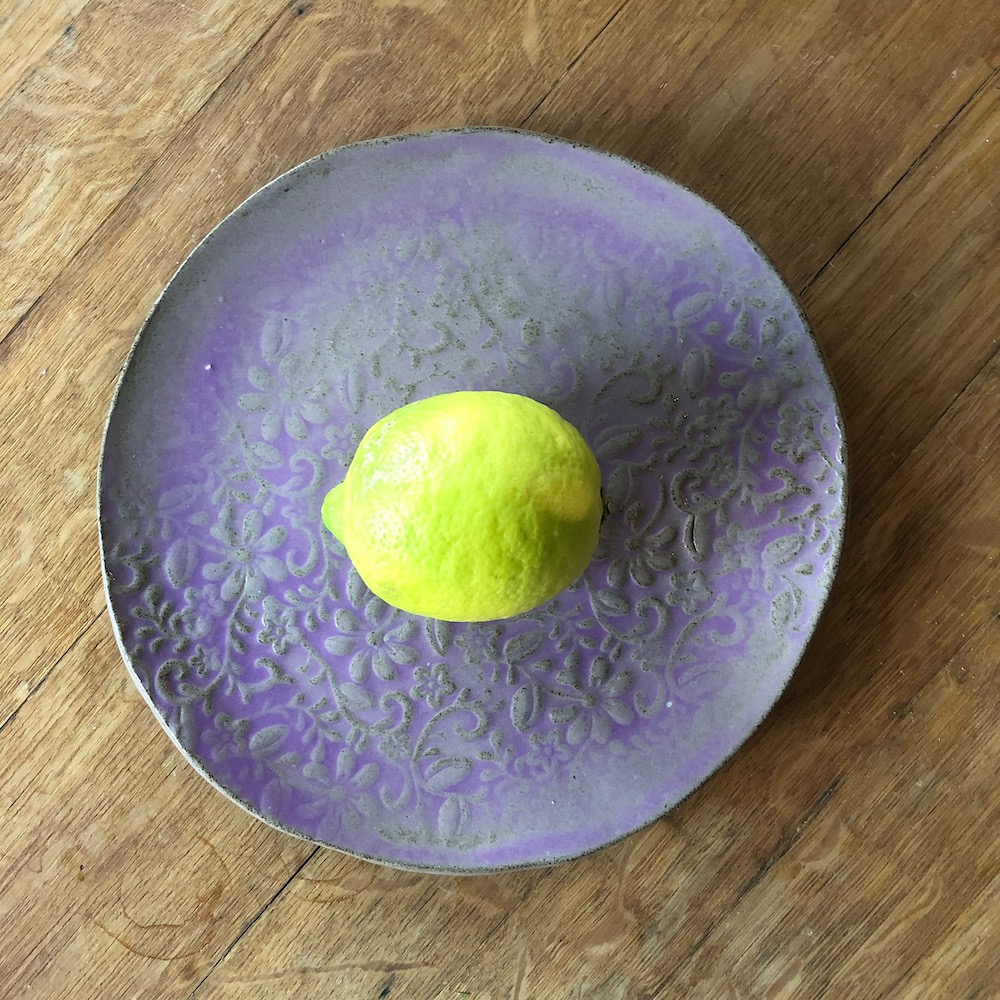 violet on grey clay
